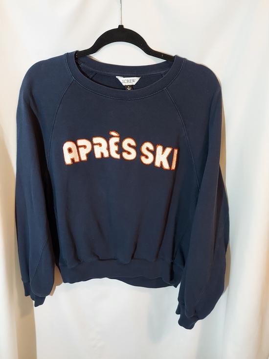 J. Crew Sweaters - J Crew Navy Blue Orange Après Ski 100 % Cotton Crew Neck Sweatshirt Size M